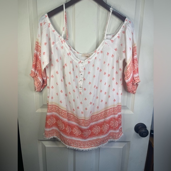 Skies are blue 3/4 leth Sleeve with off the shoulder pattern blouse - Picture 1 of 7